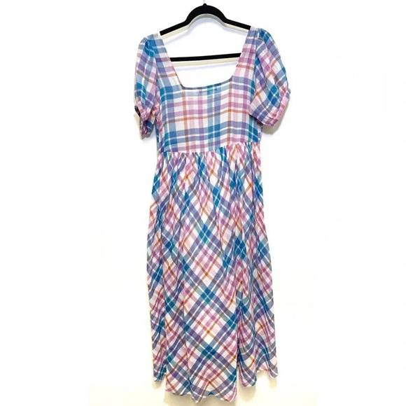 NWOT LoveShackFancy Kimball Plaid Dress - Square Neck Empire Waist Ruffle - Picture 5 of 6